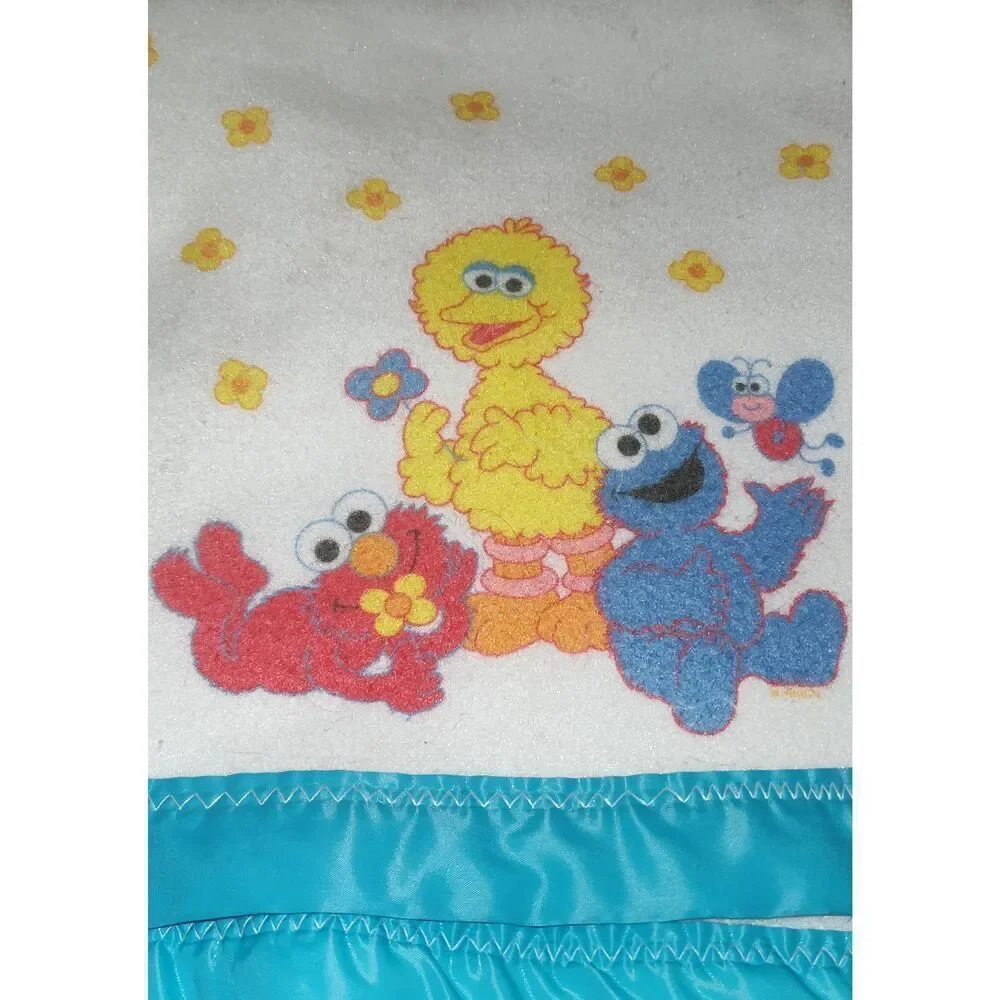 Vtg Riegel Sesame Street Crib Blanket Comforter Made in USA Rare!  46 x 37.5
